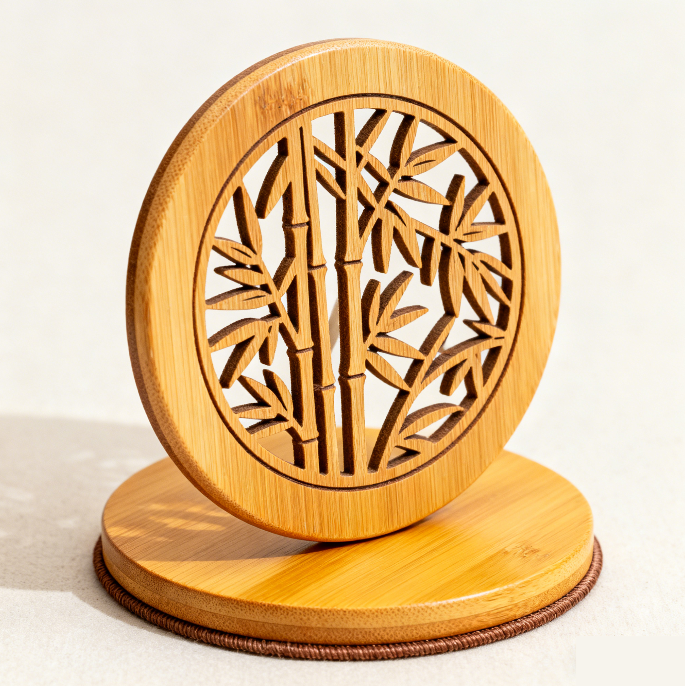 円形竹製ティーコースター